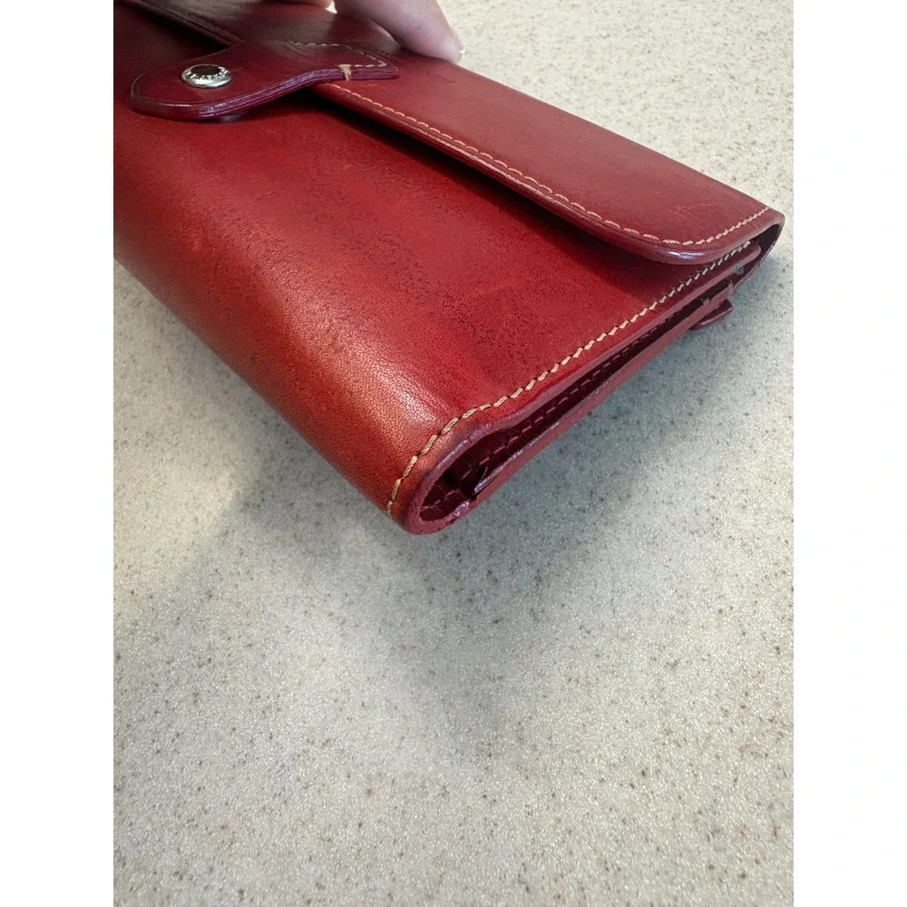 Vintage Dooney & Bourke Florentine Red Leather Checkbook Wallet Organizer